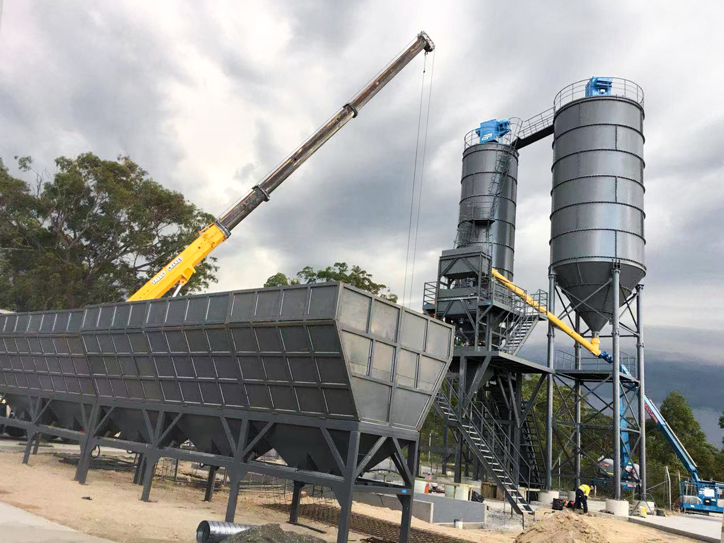 Haomei concrete batching plant installed at overseas construction site